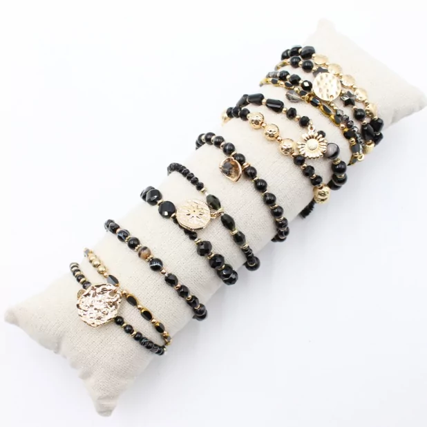 copy of Pack de 12 bracelets acier - argenté noir